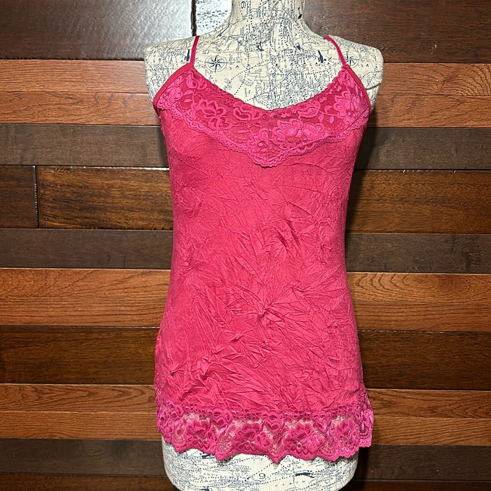 Maurices Pink Lace Trim Tank Top